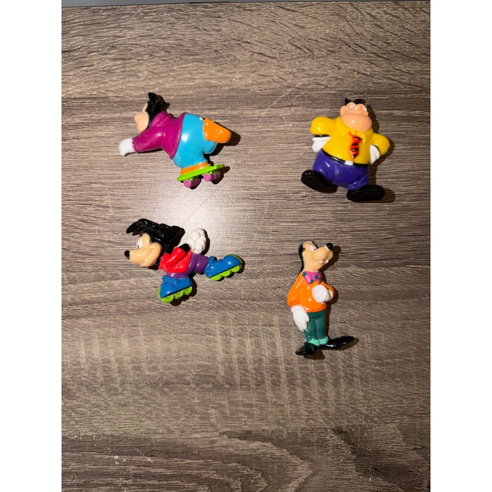 Vintage Disney Goofy Movie PVC Figures Set Goofy Max Pete 90s Toys 4pc